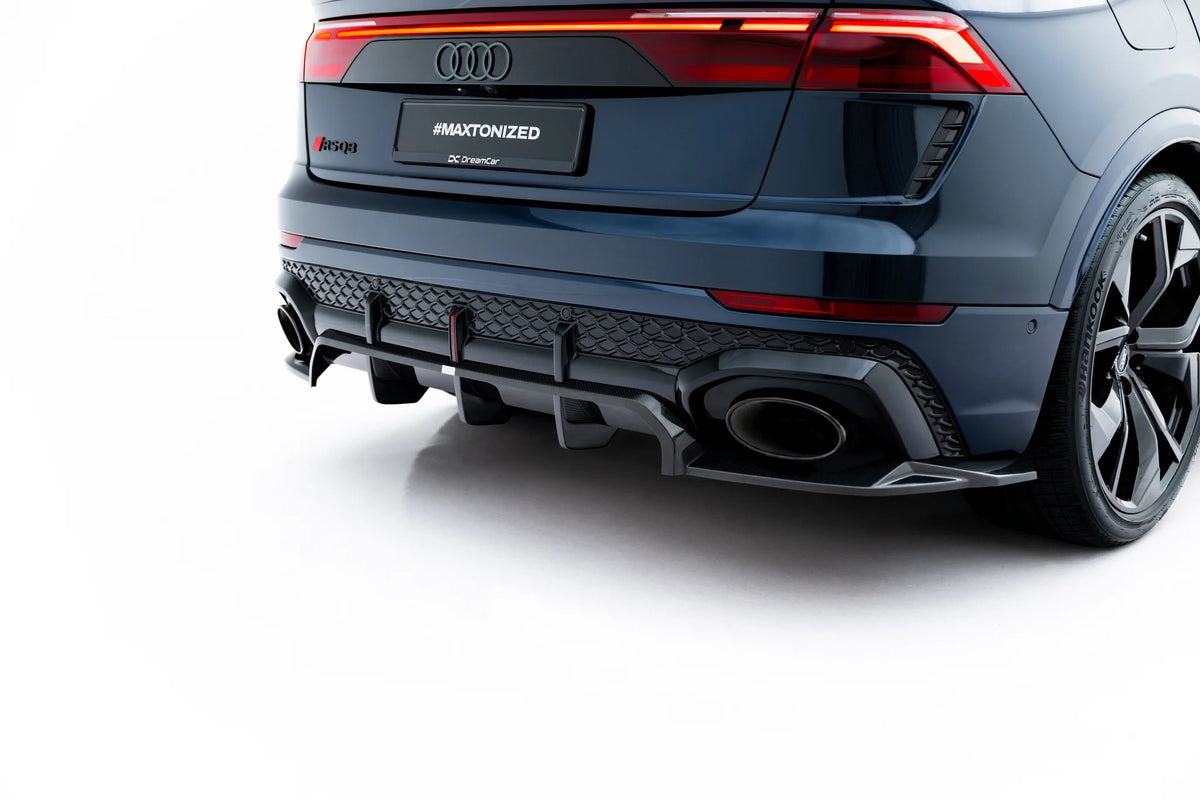 Prepreg Carbon Fiber Rear Splitter with vertical bars Audi RSQ8 Mk1 Facelift